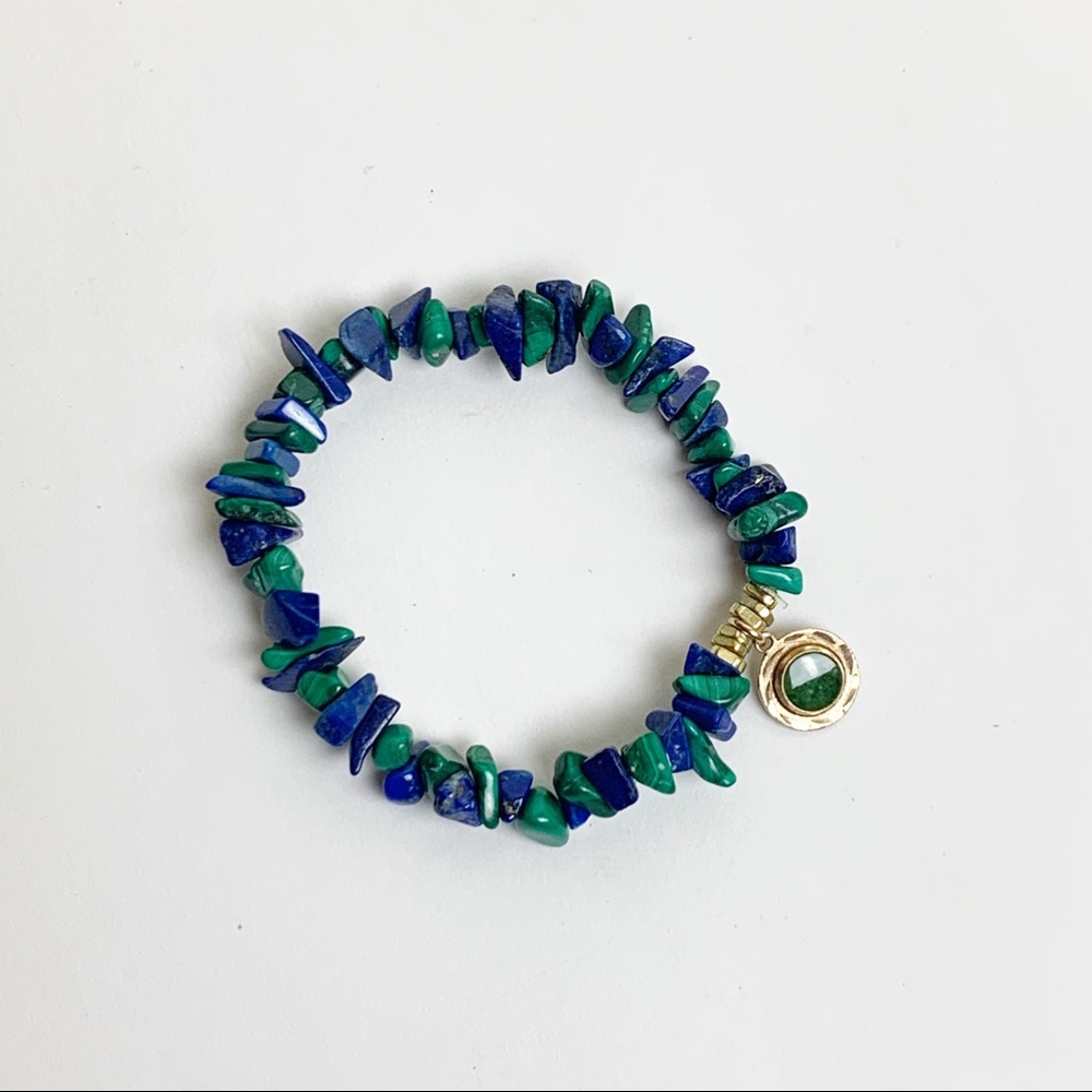 Lapis Malachite Chip Stretch Bracelet